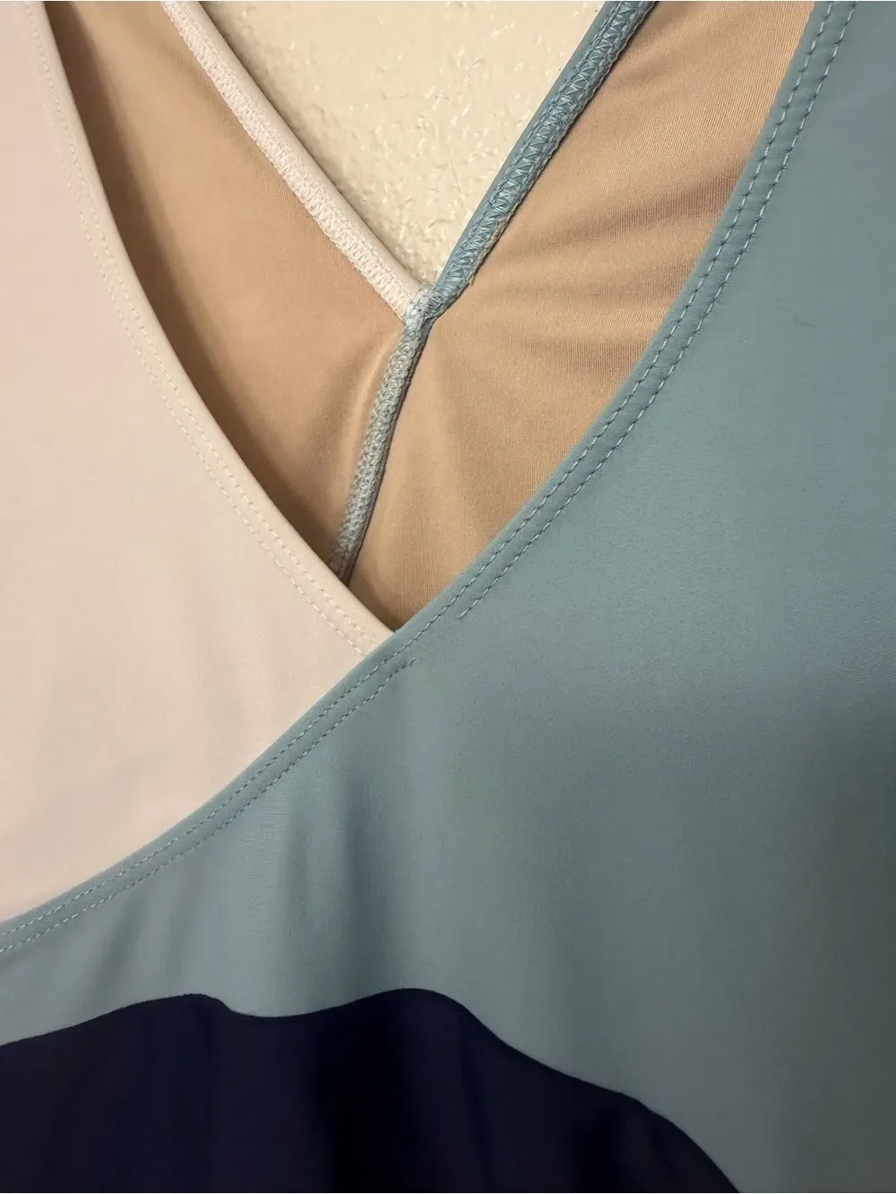 Five 5 Dance contemporary color block V-neck blue leotard SA-Small adult